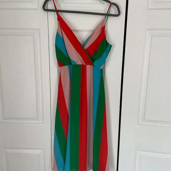 Vivacious Veronica Green Multi-Striped Midi Dress - Picture 4 of 7